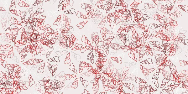 Light Red Vector Abstract Background Leaves Sketchy Doodles Leaves Blurred — Stock Vector