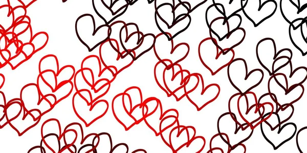 Ανοιχτό Κόκκινο Διάνυσμα Μοτίβο Πολύχρωμες Καρδιές Θολή Διακοσμητική Σχεδίαση Στυλ — Διανυσματικό Αρχείο