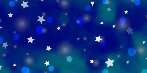 Luz Azul Vector Telón Fondo Con Círculos Estrellas — Vector de stock