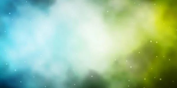Hellblaue Grüne Vektorschablone Mit Neonsternen Leuchtend Bunte Illustration Mit Kleinen — Stockvektor
