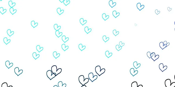 Light Pink Blue Vector Template Doodle Hearts Decorative Shining Illustration — Stock Vector