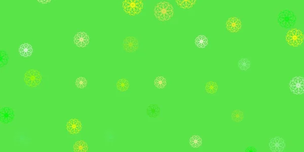 Ljusgrön Gul Vektor Doodle Konsistens Med Blommor Färgglada Blommor Naturlig — Stock vektor