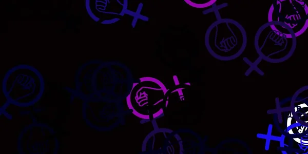 Világos Rózsaszín Kék Vektor Minta Feminista Elemekkel Egyszerű Tervezés Elvont — Stock Vector