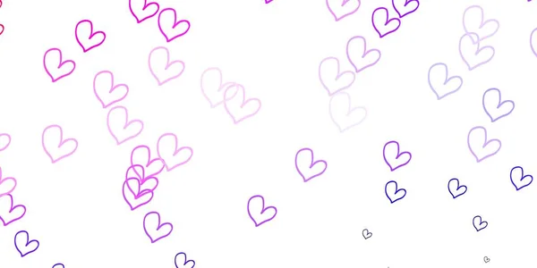 Світловий Фіолетовий Рожевий Векторний Візерунок Барвистими Серцями Блискуча Абстрактна Ілюстрація — стоковий вектор