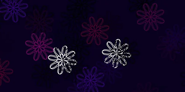 Hellviolettes Rosafarbenes Vektor Doodle Muster Mit Blumen Farbverlauf Bunte Abstrakte — Stockvektor