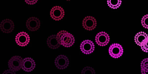 Scuro Sfondo Vettoriale Rosa Con Simboli Del Virus Illustrazione Astratta — Vettoriale Stock