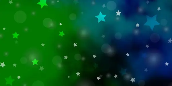 Azul Claro Plantilla Vector Verde Con Círculos Estrellas — Archivo Imágenes Vectoriales