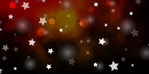 Diseño Vectorial Naranja Oscuro Con Círculos Estrellas Discos Coloridos Estrellas — Vector de stock