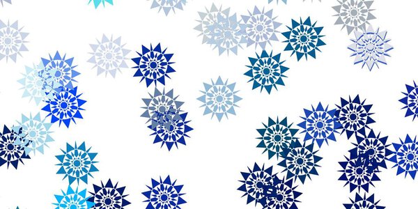Светло-синий, зеленый векторный фон со снежинками. Красочная абстрактная иллюстрация со снежинками. Новогодняя листовка.