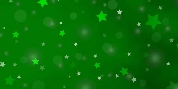 Textura Vetorial Verde Claro Com Círculos Estrelas — Vetor de Stock