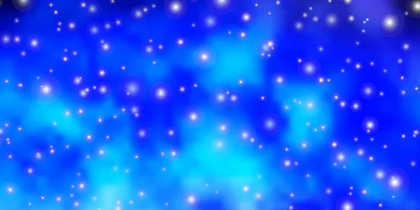浅粉色 蓝色矢量背景 小和大的恒星 — 图库矢量图片