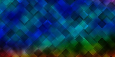 Dikdörtgen biçiminde koyu renkli vektör dokusu. Gradyan dikdörtgenleri ve kareleri olan renkli çizimler. İş broşürleri, broşürler için desen