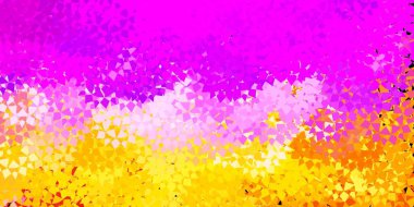 Açık pembe, üçgen şekilli sarı vektör şablonu. Soyut tarzda, üçgen ve çizgilerle basit bir tasarım. İniş sayfaları.