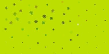 Açık yeşil, çiçekli doğal sarı vektör çizimi. Sıradan arka planda çiçekler olan basit bir tasarım. Bahar partileri için renkli desen.