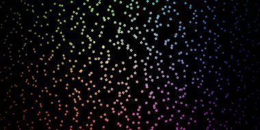 Neon yıldızlı koyu renkli vektör şablonu. Küçük ve büyük yıldızlı parlak renkli bir illüstrasyon. Cep telefonları için tema.