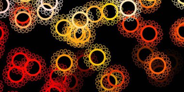 Koyu pembe, koronavirüs elementli sarı vektör deseni. Basit ve soyut bir şekilde renkli hastalık sembolleri. Karantina olayları için en iyi tasarım.