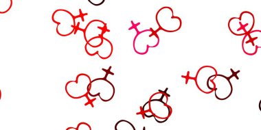 Üzerinde kadın güç sembolleri olan açık pembe vektör arkaplanı. Kadın gücünün resmedildiği soyut bir çizim. Uluslararası Kadınlar Günü için Tasarım