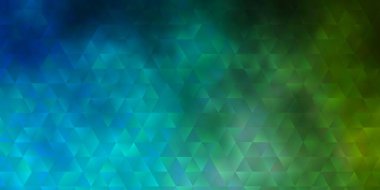 Açık mavi, kristalli yeşil vektör şablonu, üçgenler. Üçgenli soyut gradyan çizimi. Broşürler, broşürler için desen