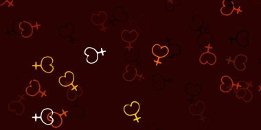 Kadın hakları sembollü açık sarı vektör dokusu. Değişken feminizm şekilli renkli bir illüstrasyon. Duvar kağıtları için zarif tasarım.