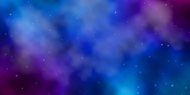 Açık Mavi, küçük ve büyük yıldızlı kırmızı vektör arkaplan. Küçük ve büyük yıldızlı parlak renkli bir illüstrasyon. Yeni yıl ilanı, broşürler için desen.