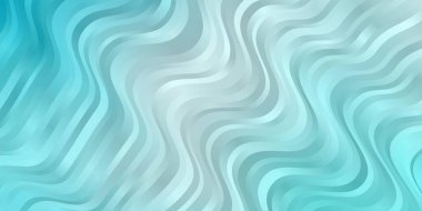 Açık mavi, eğri çizgileri olan yeşil vektör arkaplan. Gradyan eğrileri olan renkli soyut çizimler. İş broşürleri, broşürler için desen