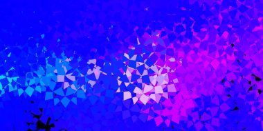 Açık pembe, üçgen formlu mavi vektör düzeni. Üçgen şekilli ve şekilli muhteşem soyut illüstrasyon. Duvar kağıtlarınız için tasarım.