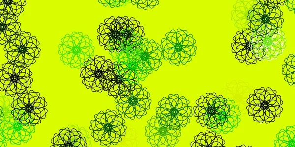 Hellblaues Grünes Vektor Doodle Muster Mit Blüten Farbverlauf Bunte Abstrakte — Stockvektor