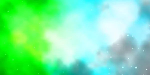 Светло Голубая Зеленая Векторная Текстура Красивыми Звездами Размытие Декоративный Дизайн — стоковый вектор