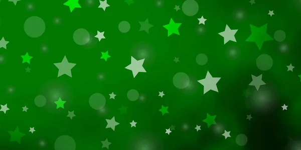 Hellgrüner Vektorhintergrund Mit Kreisen Sternen — Stockvektor