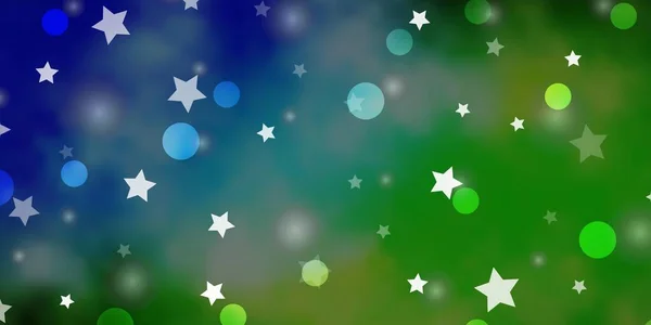 Azul Claro Textura Vectorial Verde Con Círculos Estrellas Discos Coloridos — Archivo Imágenes Vectoriales