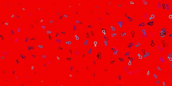 Azul Claro Fondo Vector Rojo Con Símbolos Poder Mujer Ilustración — Archivo Imágenes Vectoriales