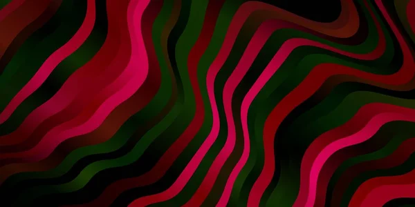 Rosa Escuro Pano Fundo Vetorial Verde Com Curvas Ilustração Colorida — Vetor de Stock