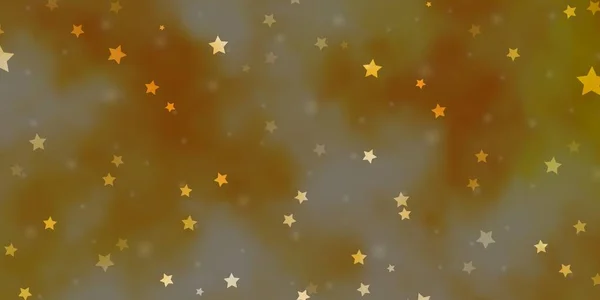 Heller Orangefarbener Vektorhintergrund Mit Kleinen Und Großen Sternen Dekorative Illustration — Stockvektor