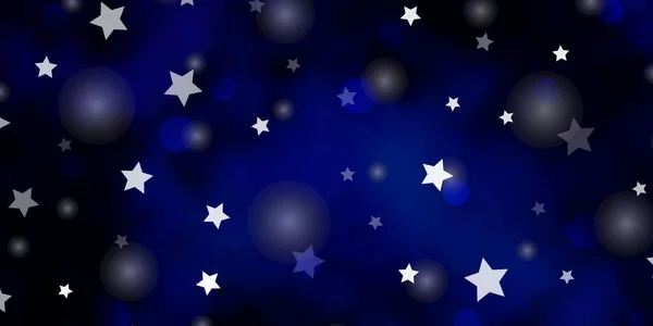 Çemberleri Yıldızları Olan Koyu Mavi Vektör Arkaplan Renkli Daireler Yıldızlar — Stok Vektör