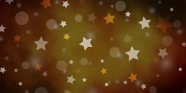 Verde Oscuro Amarillo Vector Telón Fondo Con Círculos Estrellas — Vector de stock