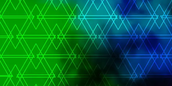 Světle Modrá Zelené Vektorové Pozadí Přímkami Trojúhelníky Zářící Abstraktní Ilustrace — Stockový vektor