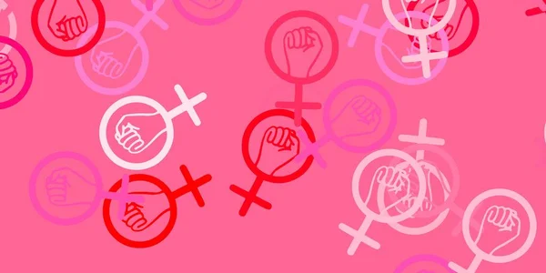 Light Pink Vector Background Woman Symbols Colorful Feminism Symbols Gradient — Stock Vector