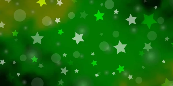 深蓝色 带圆圈的绿色矢量图案 用一组五彩缤纷的抽象球体 星辰来说明 窗帘用织物 — 图库矢量图片