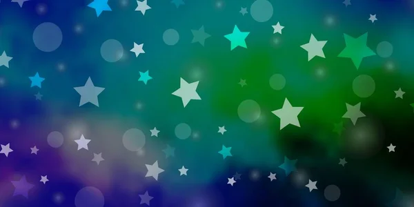 Azul Claro Plantilla Vector Verde Con Círculos Estrellas — Archivo Imágenes Vectoriales