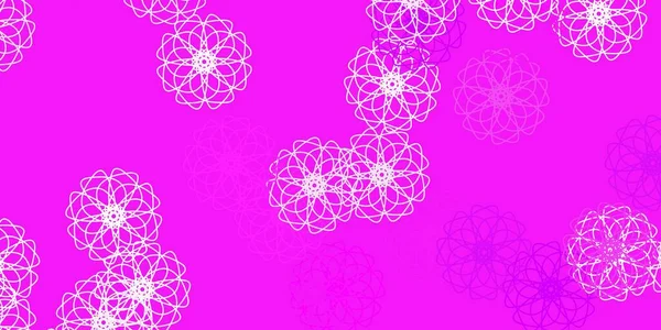 Fondo Doodle Vector Rosa Claro Con Flores Flores Coloridas Estilo — Vector de stock