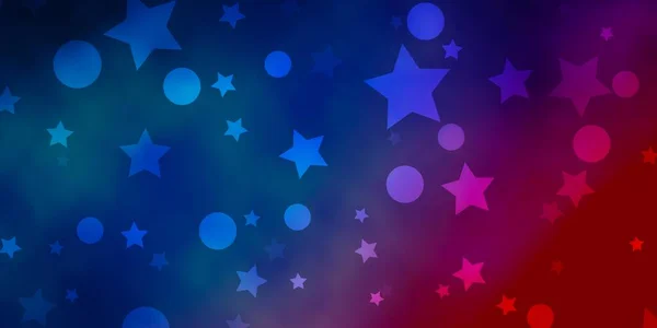 Bleu Clair Fond Vectoriel Rouge Avec Cercles Étoiles — Image vectorielle
