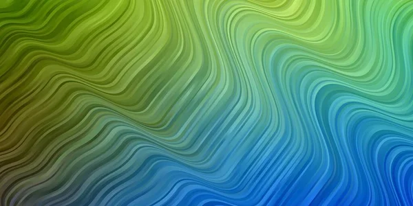 Hellblauer Grüner Vektorhintergrund Mit Gebogenen Linien Helle Illustration Mit Kreisförmigen — Stockvektor