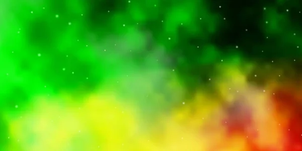 Hellgrüne Gelbe Vektorschablone Mit Neonsternen — Stockvektor