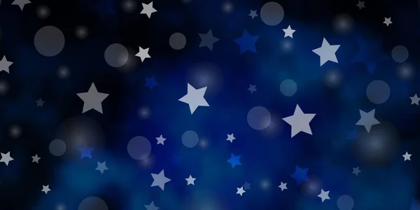 Fundo Vetorial Azul Escuro Com Círculos Estrelas — Vetor de Stock