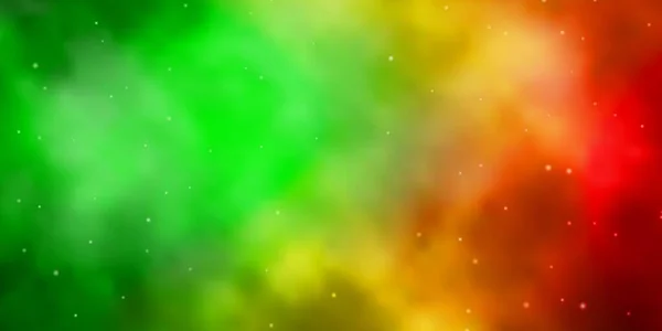 Σκούρο Πράσινο Κίτρινο Διάνυσμα Φόντο Μικρά Και Μεγάλα Αστέρια — Διανυσματικό Αρχείο