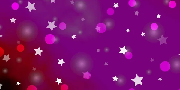 Dark Purple Pink Vector Background Circles Stars — Stock Vector