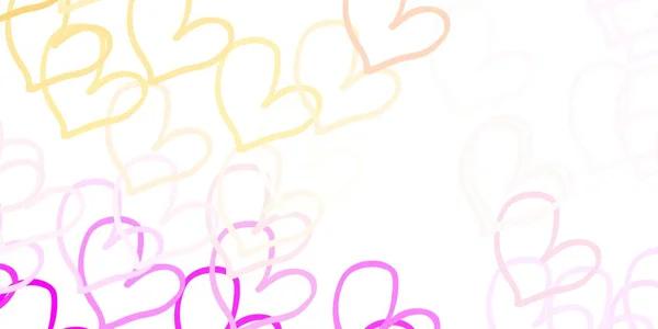 Rosa Claro Padrão Vetorial Amarelo Com Corações Coloridos Glitter Ilustração — Vetor de Stock