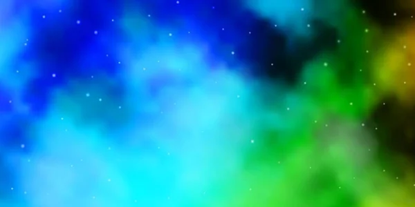 Ljusblå Grön Vektor Bakgrund Med Små Och Stora Stjärnor — Stock vektor