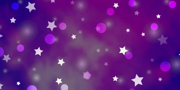 Textura Vectorial Púrpura Claro Con Círculos Estrellas Ilustración Colorida Con — Vector de stock