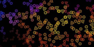 Koyu mavi, kırmızı vektör desenli sihirli elementler. Gradyan simya şekilli renkli bir illüstrasyon. En iyi tasarım Cadılar Bayramı olayları.